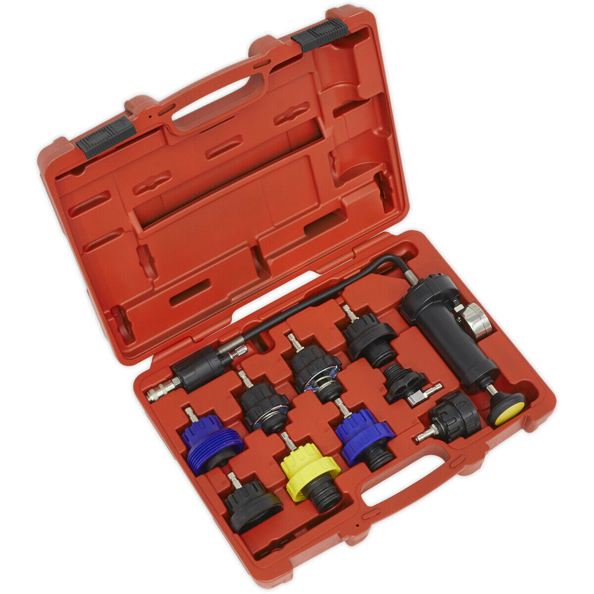 10 Piece Cooling System Pressure Test Kit - Vehicle Specific Caps - Car Testing